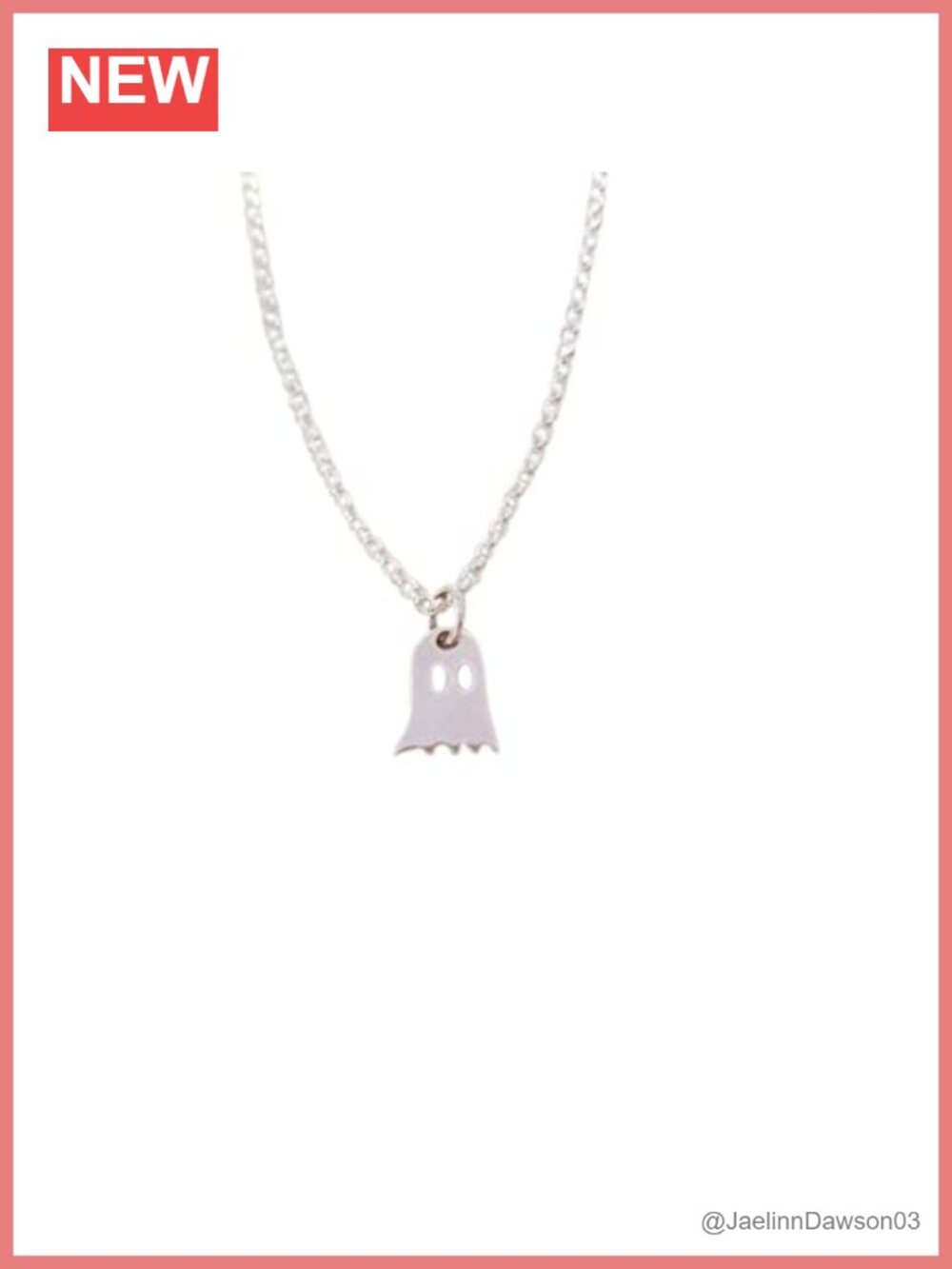 Sterling Silver Ghost Necklace 18" Chain Handmade Jewelry